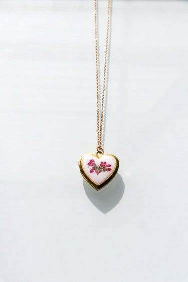 Heather Heart Locket Necklace